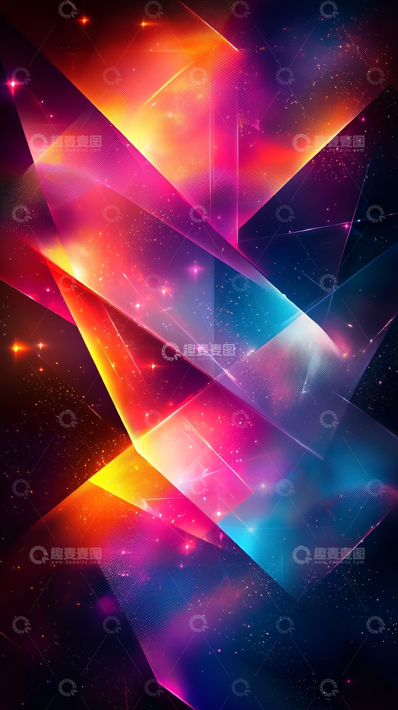 高清大图下载【趣麦麦图】炫彩几何抽象背景