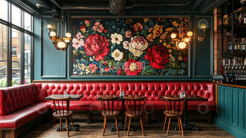 高清大图下载【趣麦麦图】复古花卉酒吧