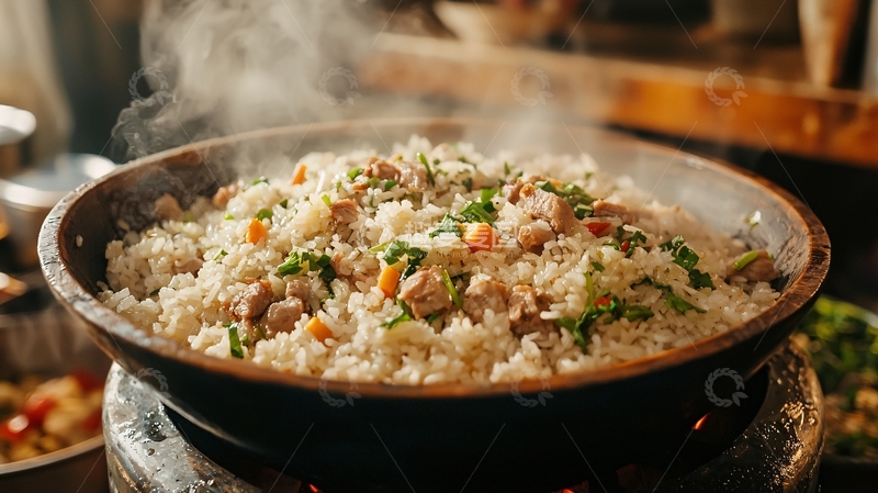 高清大图下载【趣麦麦图】热气腾腾的炒饭
