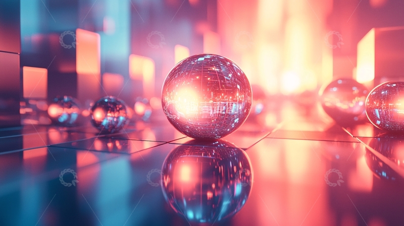 高清大图下载【趣麦麦图】发光金属球体