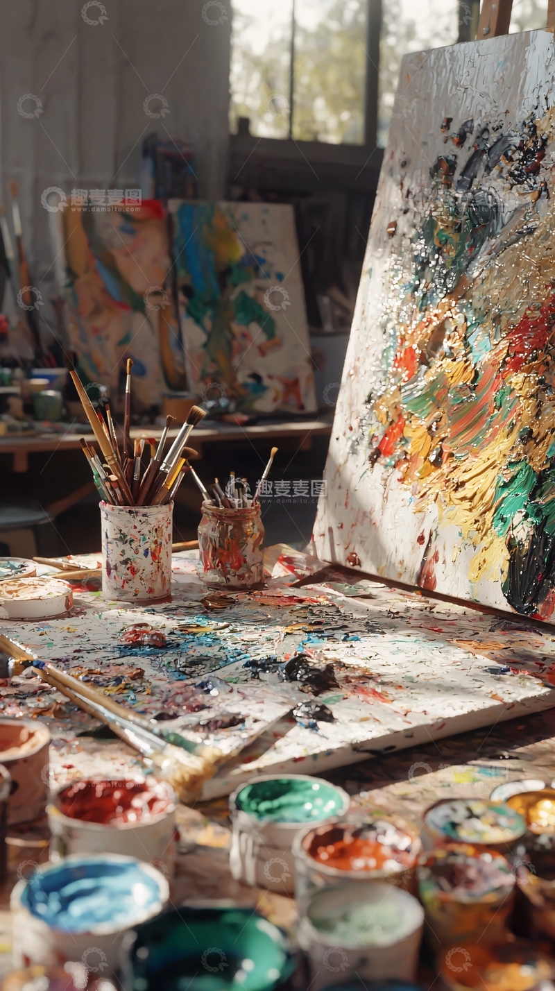 高清大图下载【趣麦麦图】油画工作室写生场景