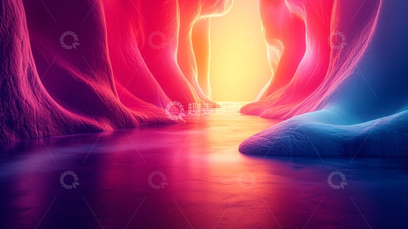 高清大图下载【趣麦麦图】光线穿过粉色和蓝色洞穴