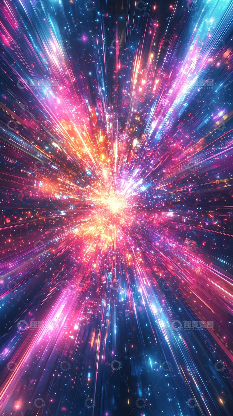高清大图下载【趣麦麦图】绚丽多彩的光线爆裂