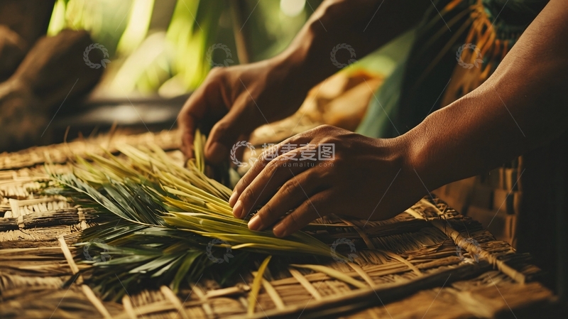 高清大图下载【趣麦麦图】双手编织草席