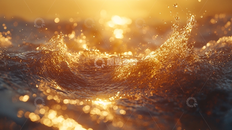 高清大图下载【趣麦麦图】金色海浪日落