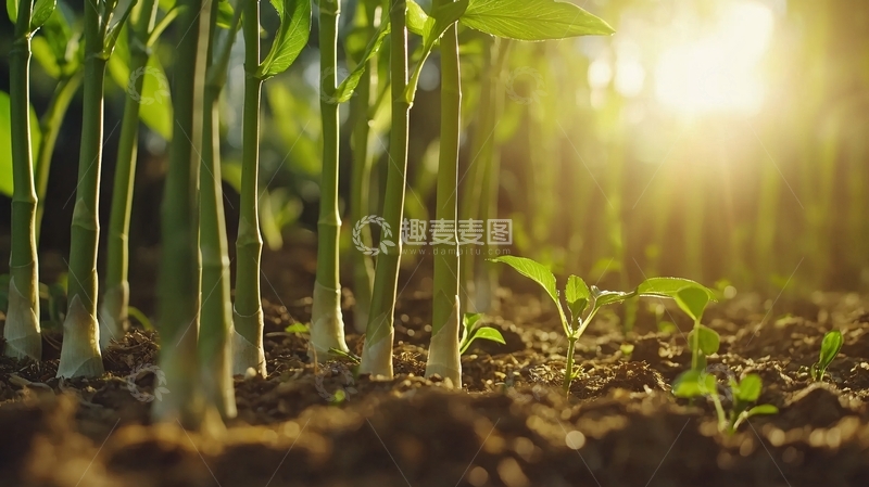 高清大图下载【趣麦麦图】阳光下茁壮成长的幼苗