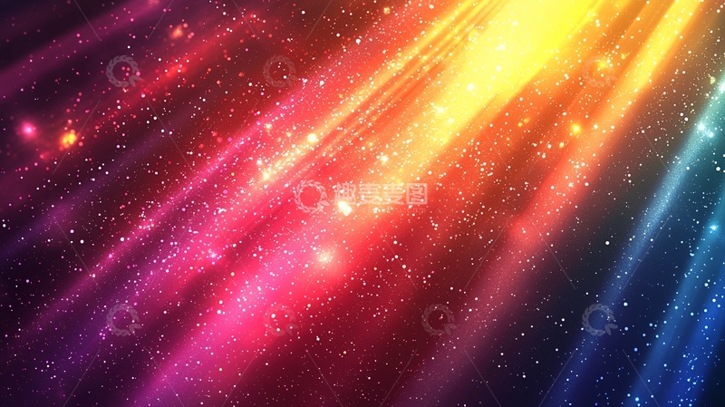 高清大图下载【趣麦麦图】彩色光束宇宙星空背景