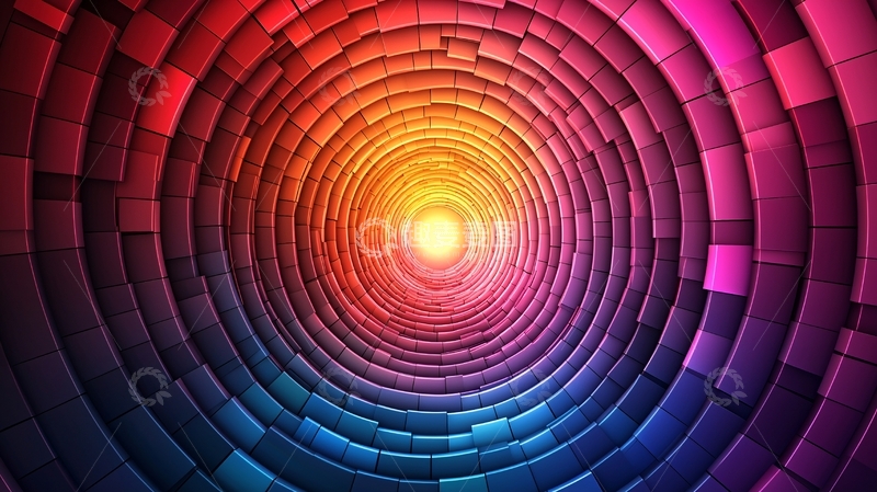 高清大图下载【趣麦麦图】绚丽色彩的螺旋隧道