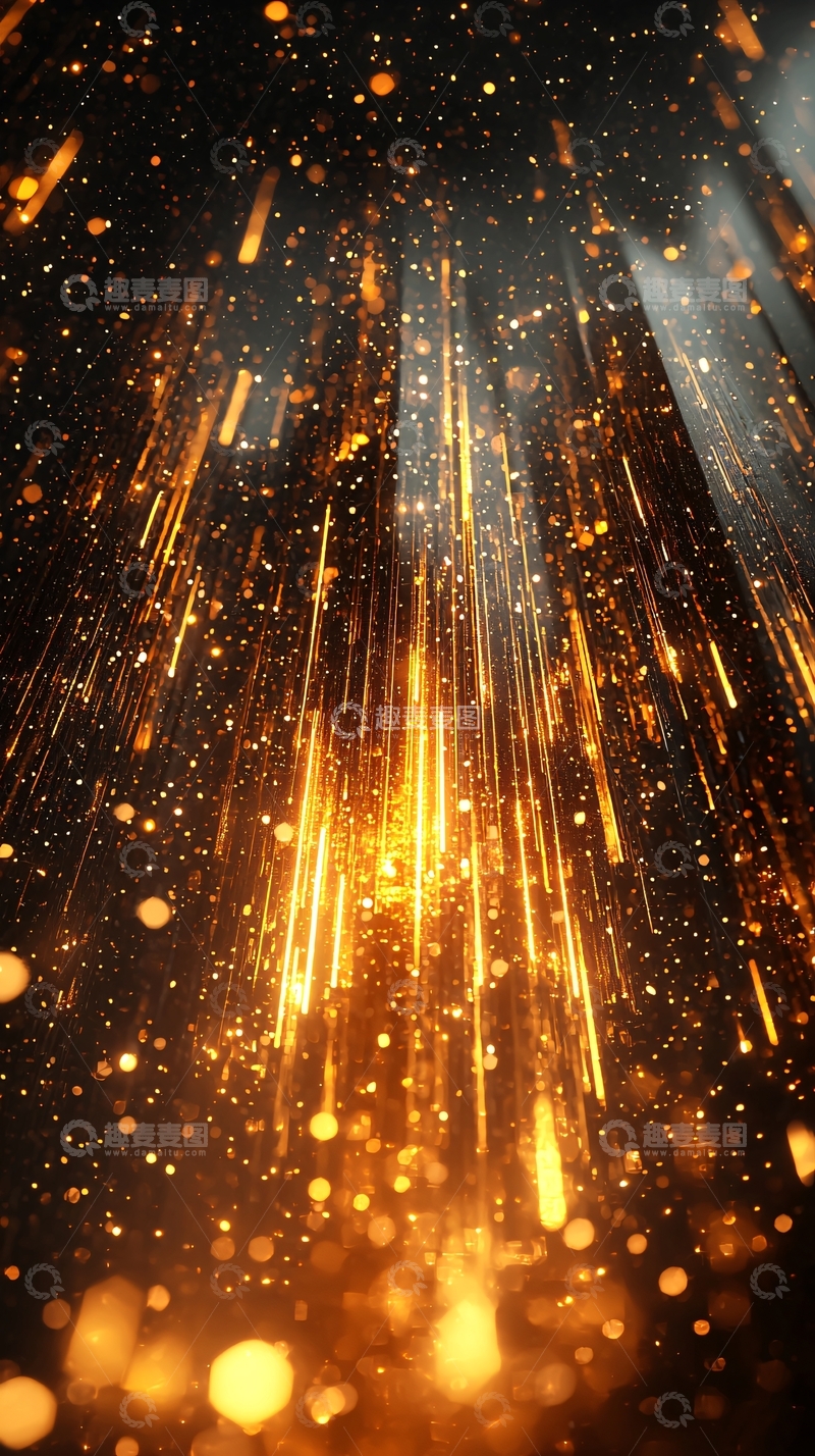 高清大图下载【趣麦麦图】金色光束与闪耀粒子