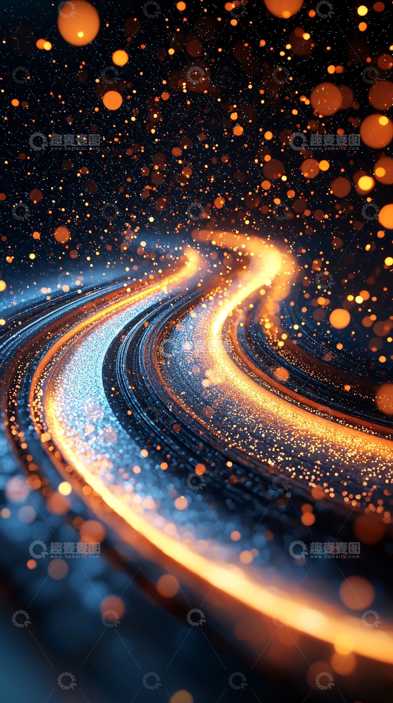 高清大图下载【趣麦麦图】抽象发光曲线道路