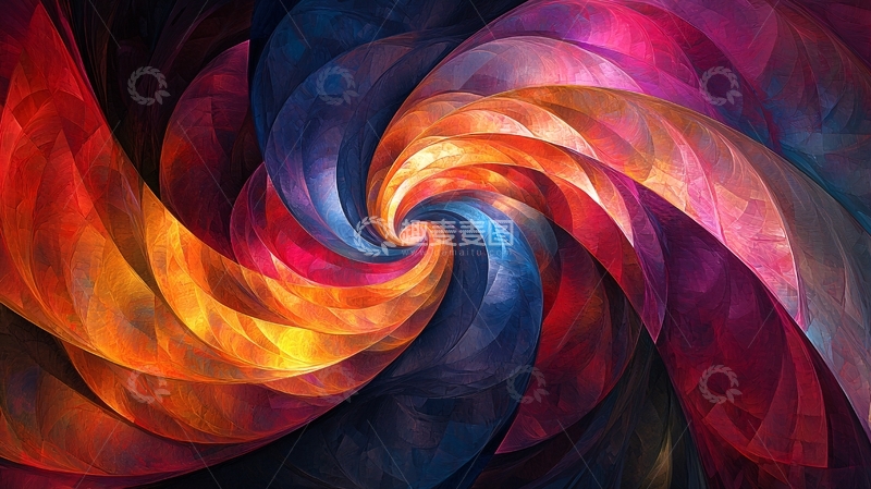 高清大图下载【趣麦麦图】抽象彩色螺旋图案