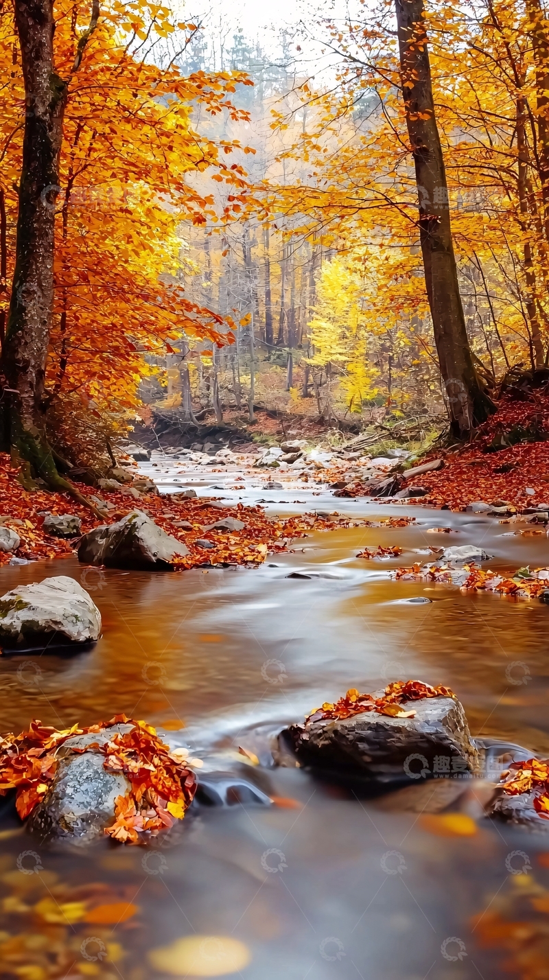 高清大图下载【趣麦麦图】秋日森林溪流10