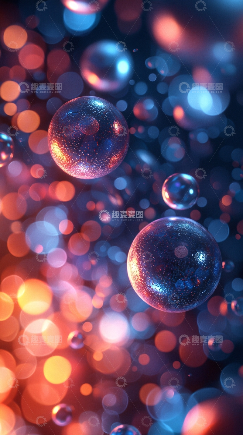 高清大图下载【趣麦麦图】蓝色橙色光晕下的球体