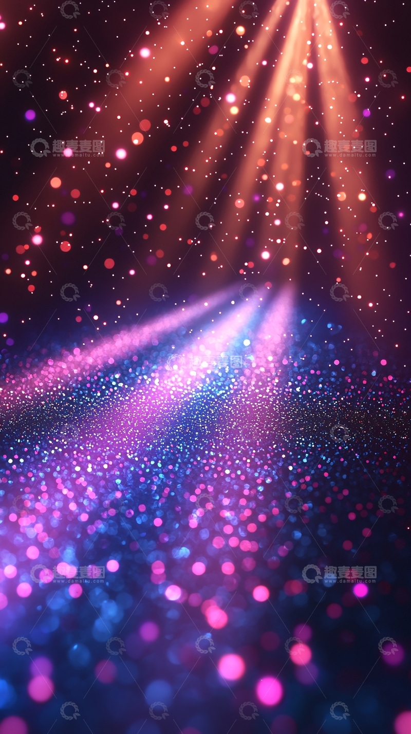 高清大图下载【趣麦麦图】绚丽光束下的闪耀粒子