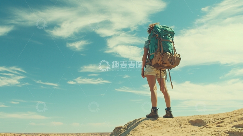 高清大图下载【趣麦麦图】背包客远眺风景