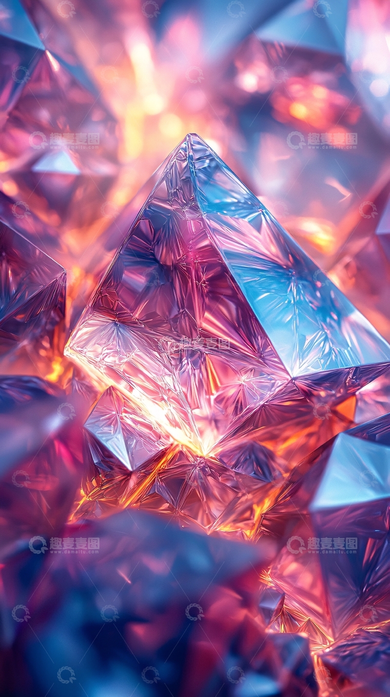 高清大图下载【趣麦麦图】晶莹剔透的粉紫水晶簇