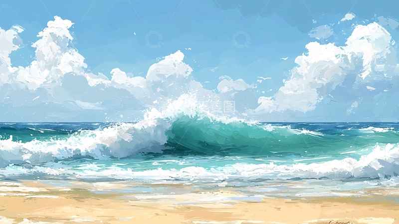 高清大图下载【趣麦麦图】蓝色大海的波涛汹涌