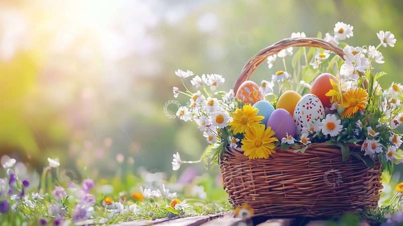 高清大图下载【趣麦麦图】复活节彩蛋花篮