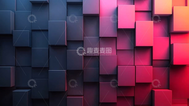 高清大图下载【趣麦麦图】蓝色到红色渐变方块图案