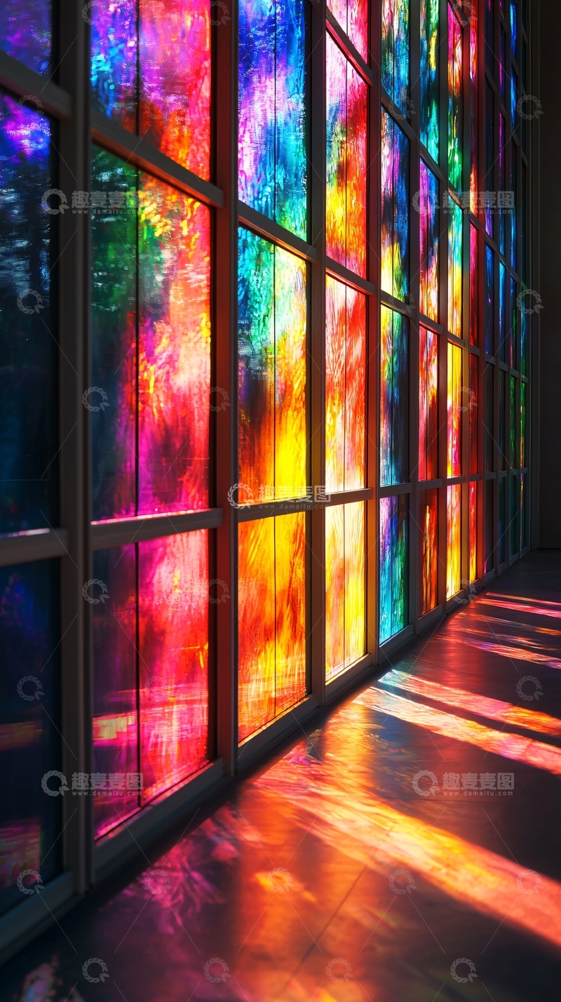 高清大图下载【趣麦麦图】彩色光线透过玻璃
