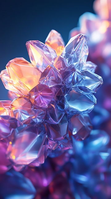 晶莹剔透的彩色水晶簇