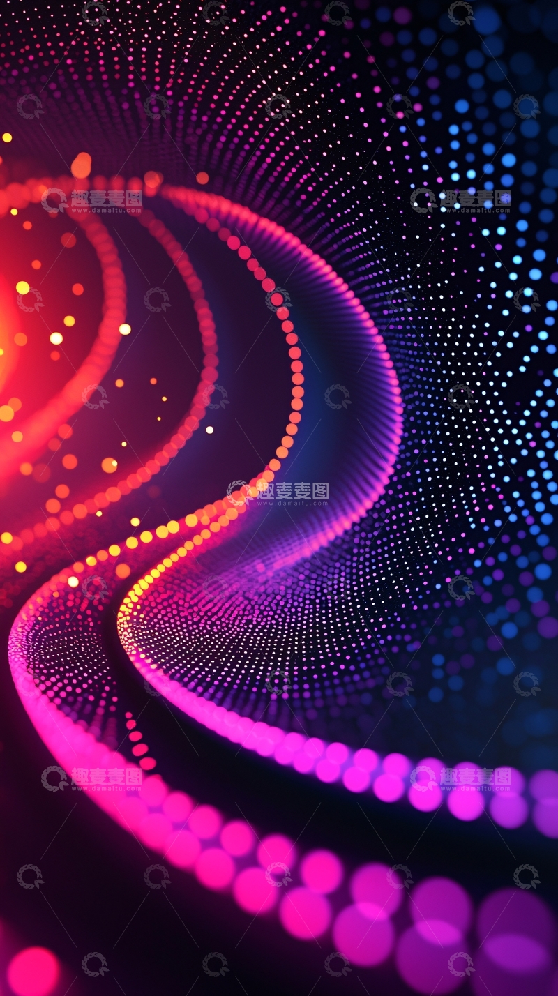 高清大图下载【趣麦麦图】绚丽点阵光带蜿蜒延伸