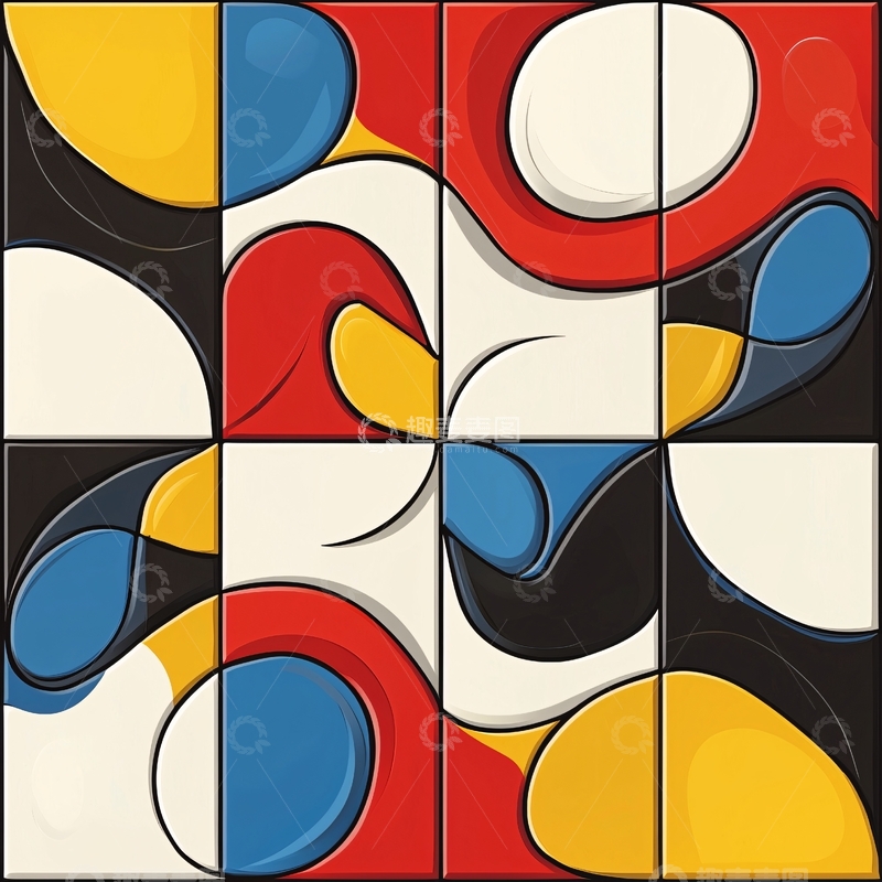高清大图下载【趣麦麦图】抽象彩色瓷砖图案