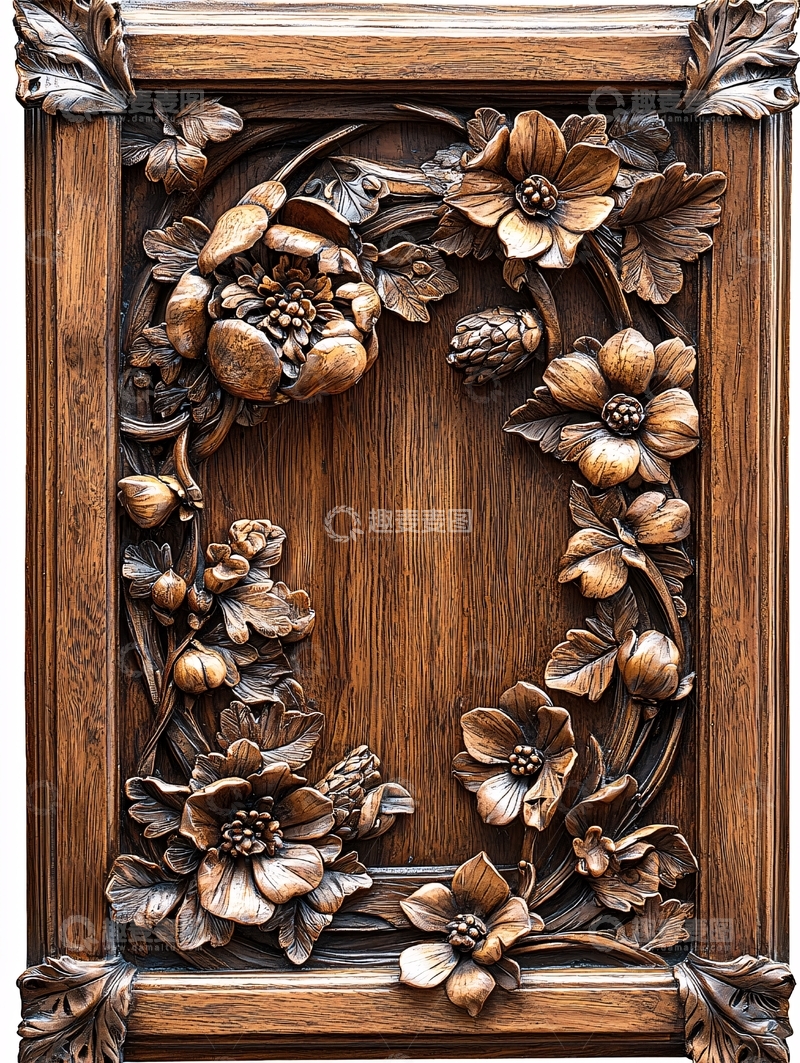 高清大图下载【趣麦麦图】木质花卉雕刻装饰画