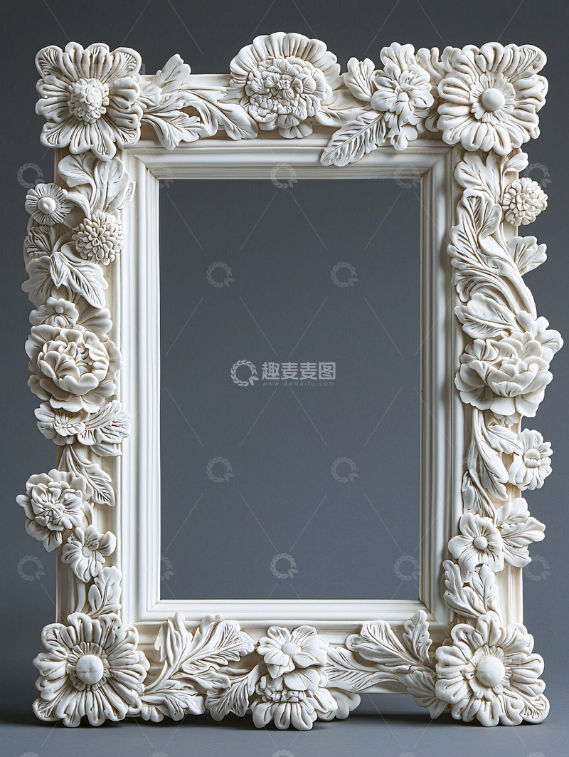 高清大图下载【趣麦麦图】白色花卉装饰相框