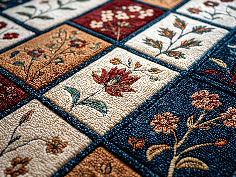 田园风拼接花卉地毯