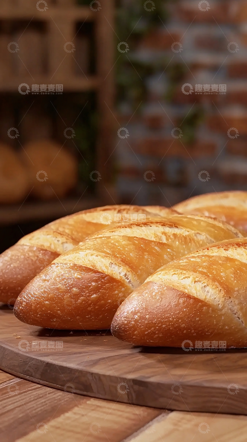 高清大图下载【趣麦麦图】烘焙店长棍面包