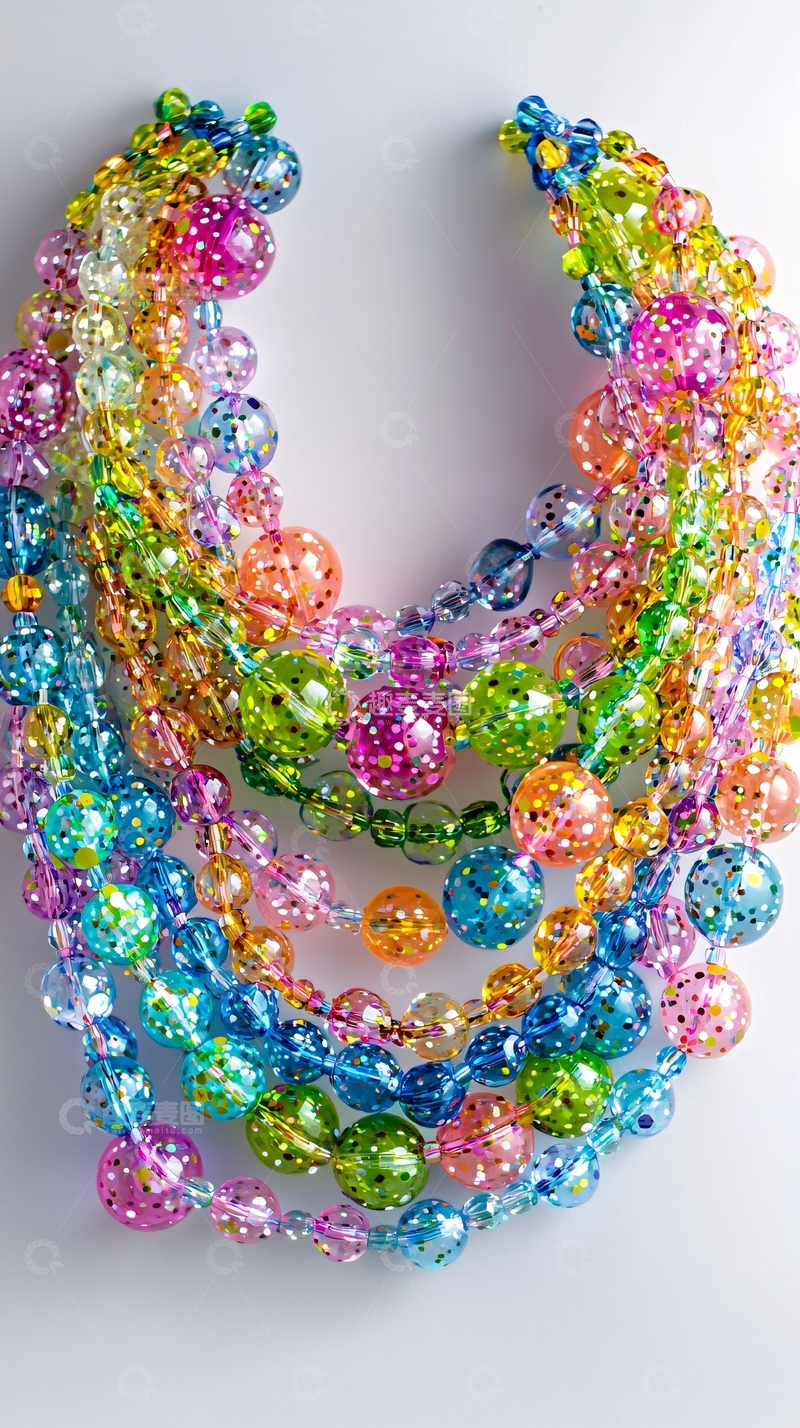 高清大图下载【趣麦麦图】彩虹渐变彩色珠子项链