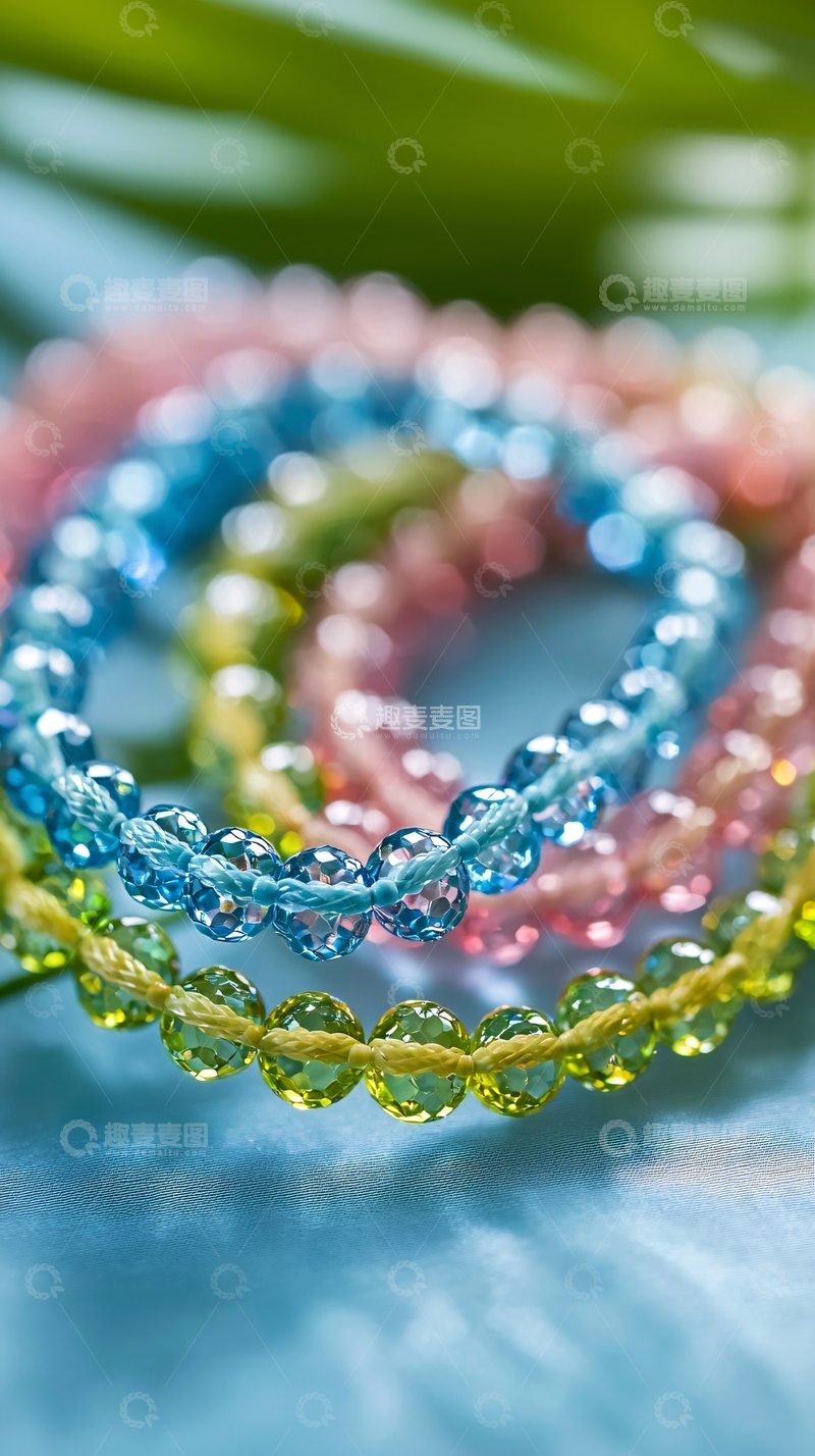 高清大图下载【趣麦麦图】彩色水晶手链