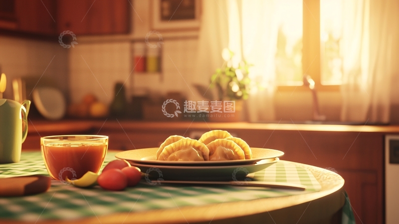 高清大图下载【趣麦麦图】阳光洒在厨房桌上