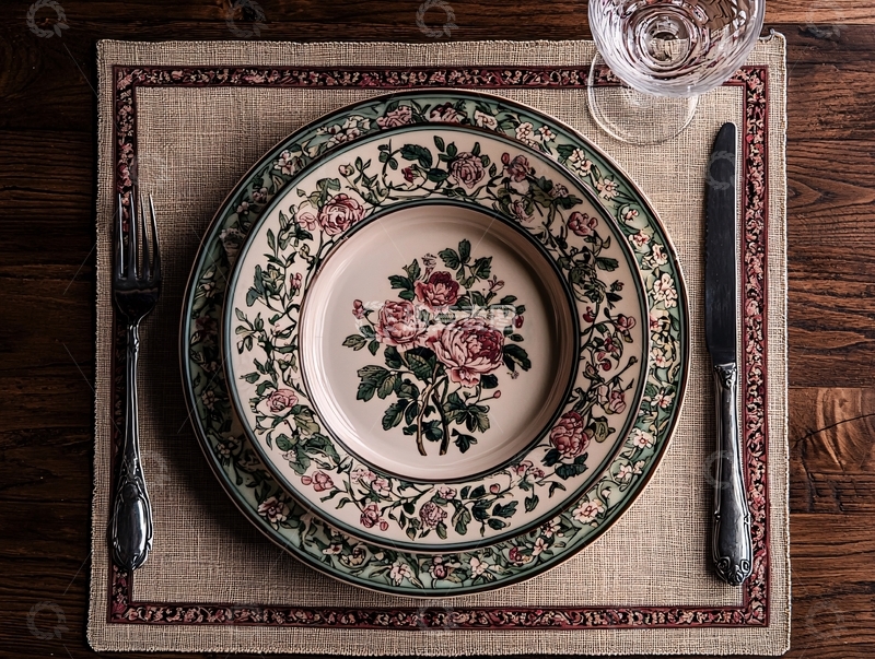 高清大图下载【趣麦麦图】精致餐盘摆放餐桌