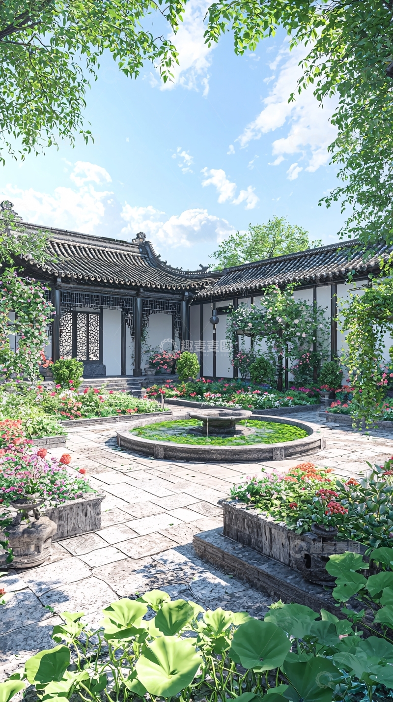 高清大图下载【趣麦麦图】中式庭院