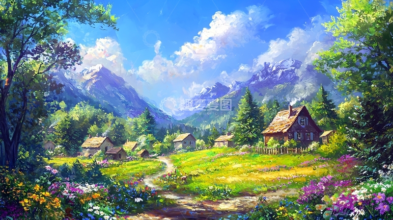 高清大图下载【趣麦麦图】山间村庄