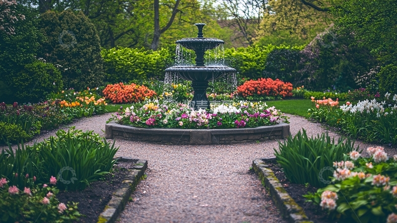 高清大图下载【趣麦麦图】花园喷泉