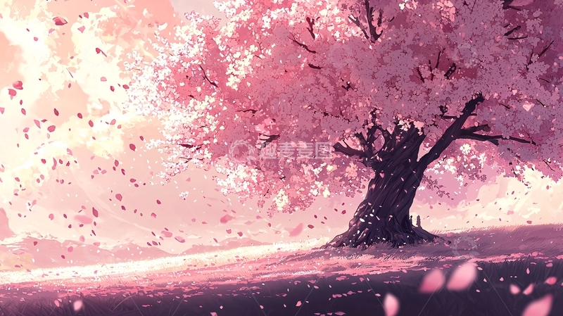 高清大图下载【趣麦麦图】唯美粉色樱花树