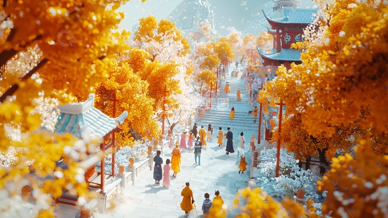 高清大图下载【趣麦麦图】秋日古镇雪景