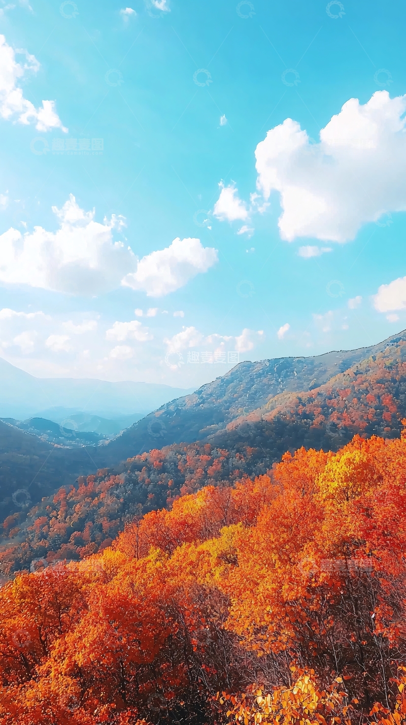 高清大图下载【趣麦麦图】秋日山峦层林尽染