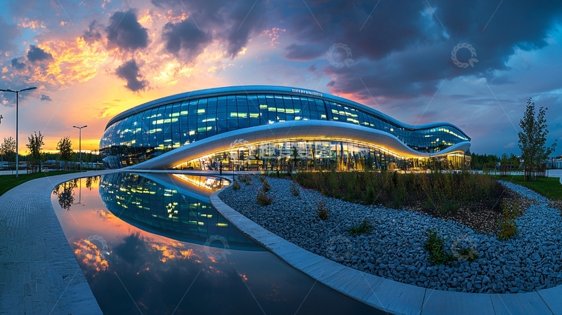 高清大图下载【趣麦麦图】未来感建筑在日落时分