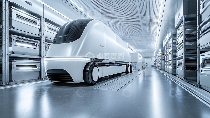高清大图下载【趣麦麦图】未来感白色自动驾驶卡车