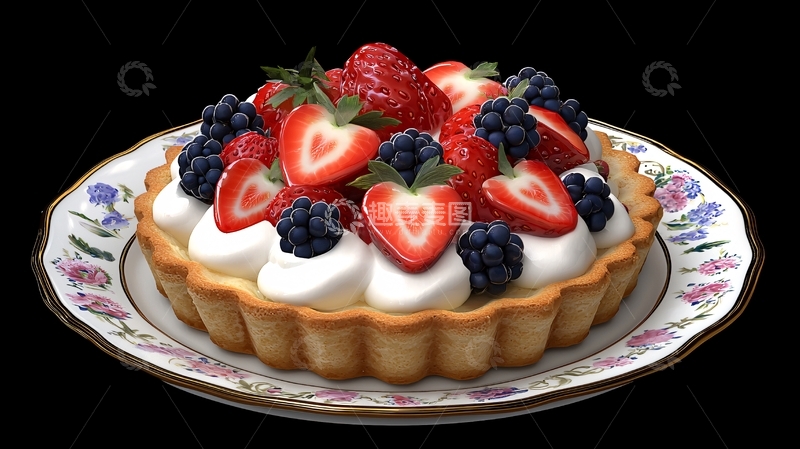 高清大图下载【趣麦麦图】草莓黑莓奶油挞