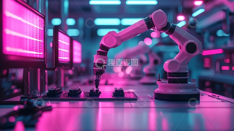 高清大图下载【趣麦麦图】机械臂组装芯片
