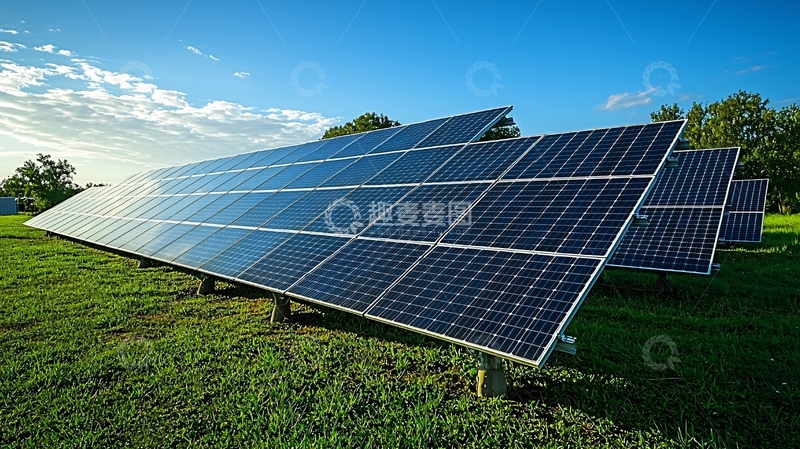 高清大图下载【趣麦麦图】蓝天下的太阳能电池板
