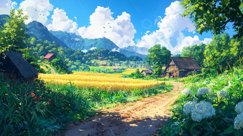 高清大图下载【趣麦麦图】阳光明媚的田园乡村风光