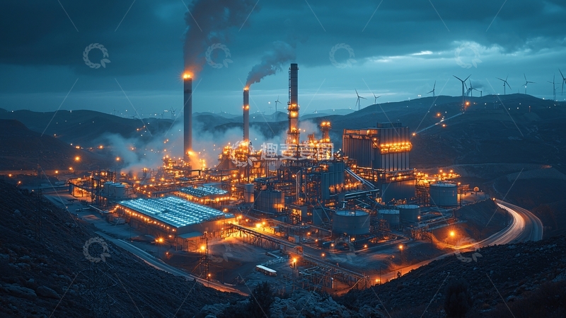 高清大图下载【趣麦麦图】工业区夜景灯光璀璨