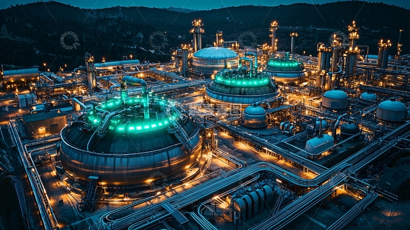 高清大图下载【趣麦麦图】夜间工业区的全景