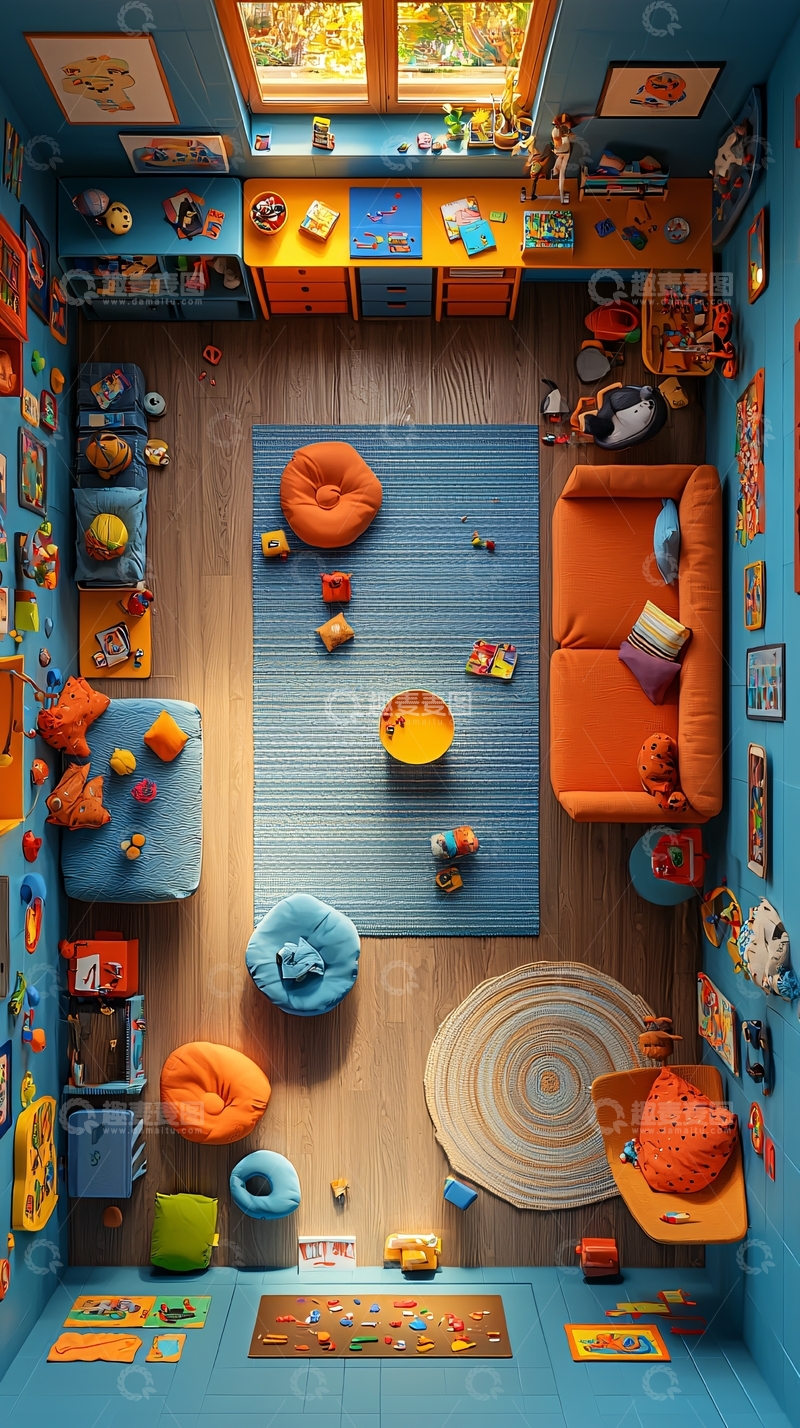 高清大图下载【趣麦麦图】儿童房俯瞰图